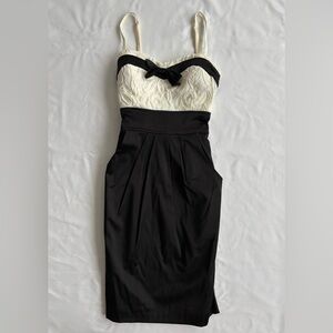 (Y2K) Jodi Kristopher formal dress with lace bust, satin skirt, pockets (size 5)